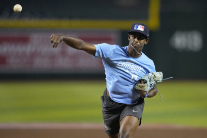 Draft prospect and future Pirates prospect Carlson Reed participates in the MLB baseball draft combine, Tuesday, June 20, 2023, in Phoenix. (AP Photo/Matt York)