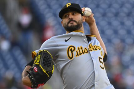 Pittsburgh Pirates starting pitcher Martin Perez winds up during the first inning of a baseball game against the Washington Nationals at Nationals Park, Thursday, April 4, 2024, in Washington. (AP Photo/John McDonnell)