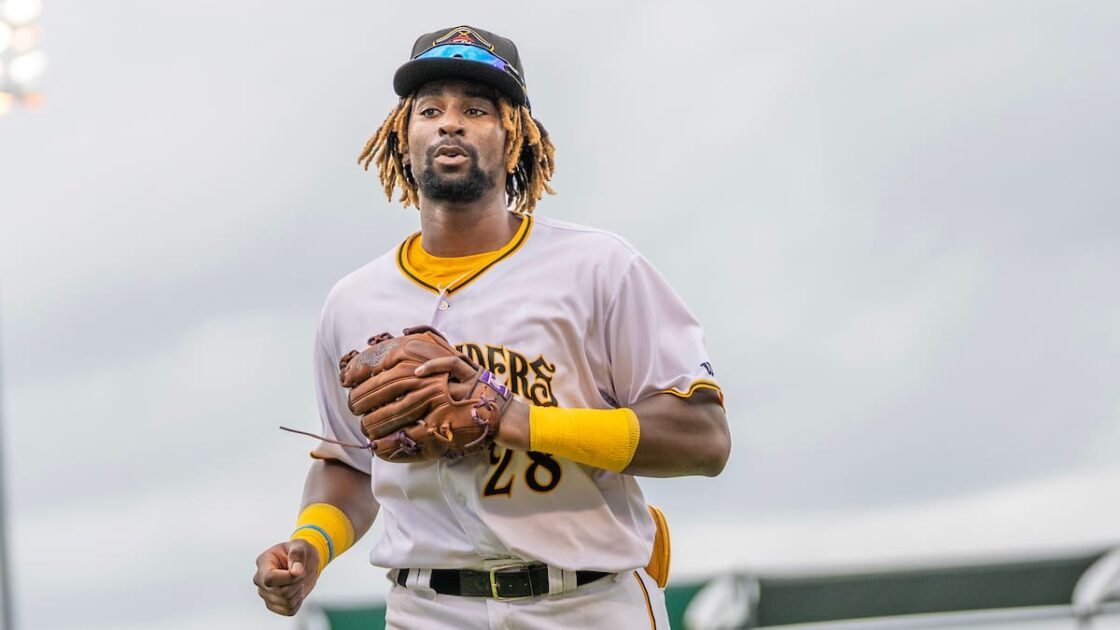 Pirates' prospect Charles McAdoo takes the field for the Bradenton Marauders.