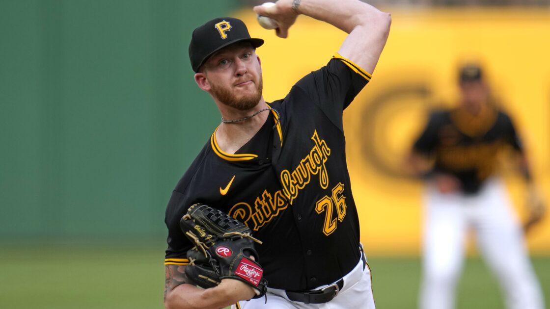 Pittsburgh Pirates starting pitcher Bailey Falter delivers during the second inning of a baseball game against the Cincinnati Reds in Pittsburgh, Tuesday, June 18, 2024. (AP Photo/Gene J. Puskar)