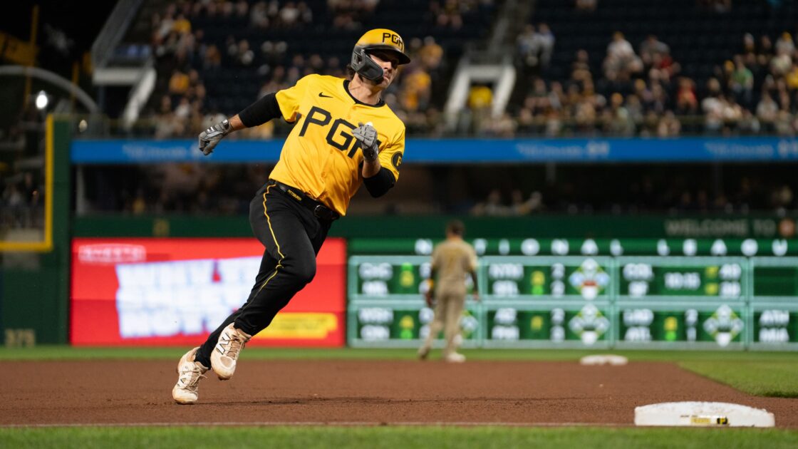 Pirates infielder Adam Frazier rounds the bases after hitting a home run in the sixth inning of Pittsburgh's May 2 loss to the San Diego Padres. Image courtesy of Matt Lynch.