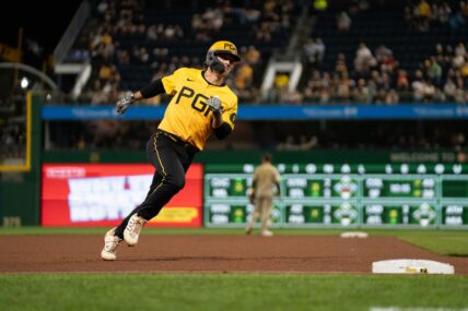 Pirates infielder Adam Frazier rounds the bases after hitting a home run in the sixth inning of Pittsburgh's May 2 loss to the San Diego Padres. Image courtesy of Matt Lynch.